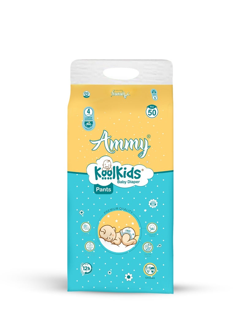 Ammy Ammy Koolkids Extra Absorb Baby Diaper Pants, Rash Free Diaper pants for Babies, (9-14kg) – Large (50 Pieces)  - Image 1