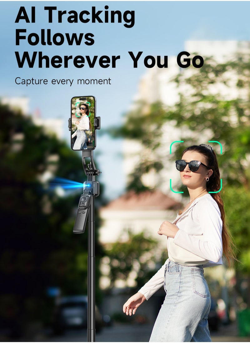 Generic - Smart AI Tracking Phone Selfie Stick with 360° Auto Rotation, Anti-Shake Gimbal Tripod for Stable Shots, No App Required, Adjustable Lens Angle, Remote Control, Foldable Design - Image 1