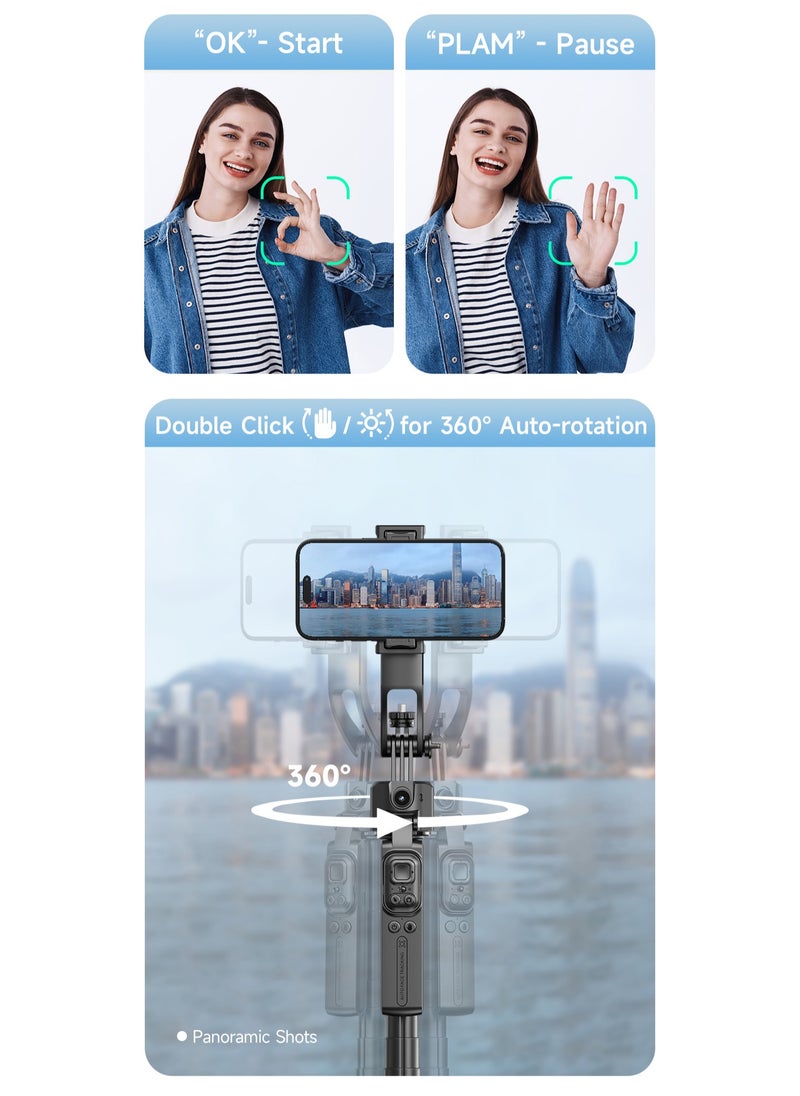 Generic - Smart AI Tracking Phone Selfie Stick with 360° Auto Rotation, Anti-Shake Gimbal Tripod for Stable Shots, No App Required, Adjustable Lens Angle, Remote Control, Foldable Design - Image 1