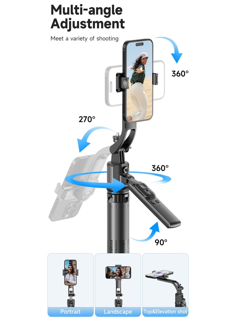 Generic - Smart AI Tracking Phone Selfie Stick with 360° Auto Rotation, Anti-Shake Gimbal Tripod for Stable Shots, No App Required, Adjustable Lens Angle, Remote Control, Foldable Design - Image 1