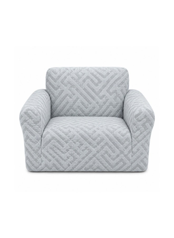 Lacoz Premium Stretch Sofa Cover for Single Seater Sofa – Soft & Durable Furniture Protector Full Coverage Slipcover, Machine Washable, Anti-Dust & Anti-Scratch Couch Cover 90 x 140 cm Light Grey - Image 1