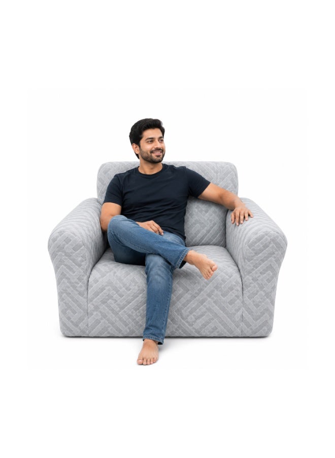 Lacoz Premium Stretch Sofa Cover for Single Seater Sofa – Soft & Durable Furniture Protector Full Coverage Slipcover, Machine Washable, Anti-Dust & Anti-Scratch Couch Cover 90 x 140 cm Light Grey - Image 4