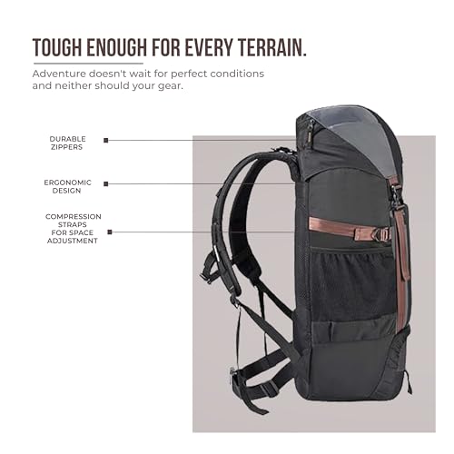 Gear Triumph 50L Extra Large Water Resistant Rucksack/Travel bag/For Men & Women(Grey - Black) - Image 5