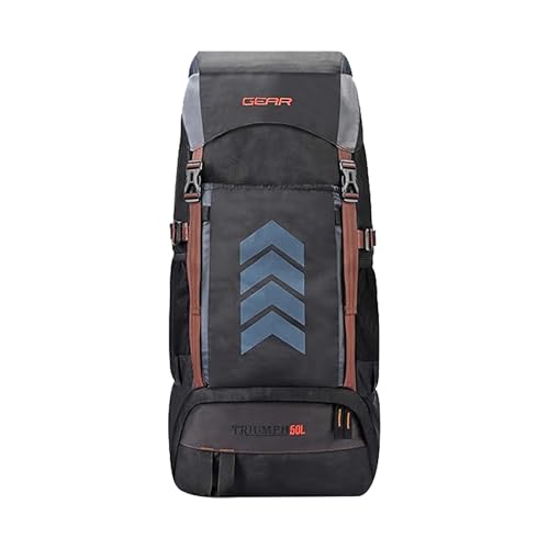 Gear Triumph 50L Extra Large Water Resistant Rucksack/Travel bag/For Men & Women(Grey - Black) - Image 1