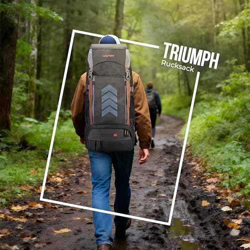 Gear Triumph 50L Extra Large Water Resistant Rucksack/Travel bag/For Men & Women(Grey - Black) - Image 2