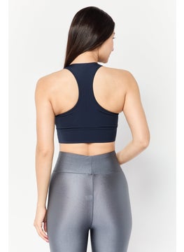 adidas By Stella McCartney Women Brand Logo Padded Training Sports Bra, Navy  - Image 4
