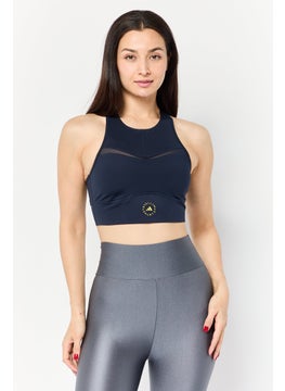 adidas By Stella McCartney Women Brand Logo Padded Training Sports Bra, Navy  - Image 1