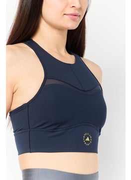 adidas By Stella McCartney Women Brand Logo Padded Training Sports Bra, Navy  - Image 3