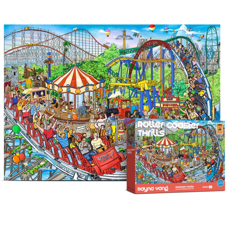 Antelope 1000 Piece Puzzle for Adults Roller Coaster Jigsaw Puzzles 1000 Pieces Theme Park Puzzle High Resolution Matte Finish Smooth Edging No Dust Exciting Puzzles