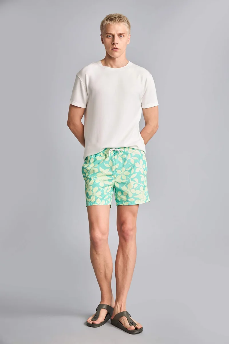 Printed Mint Green Swim Shorts