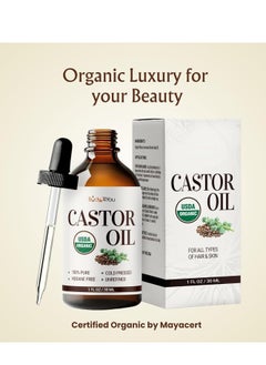 BodyJ4You BodyJ4You Organic Castor Oil for Hair Growth: Natural Serum for Eyelashes and Eyebrows - Glass Bottle 1 Fl Oz  - Image 2