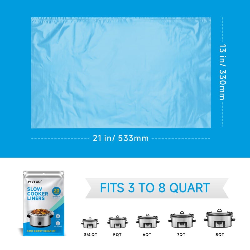 JVVFUU Slow Cooker Liners 3-8 Quart, Cooking Bags Large Size 13"x 21", Slow Cooker Bags Disposable Oval Large For Crock Pot (20) - Image 4