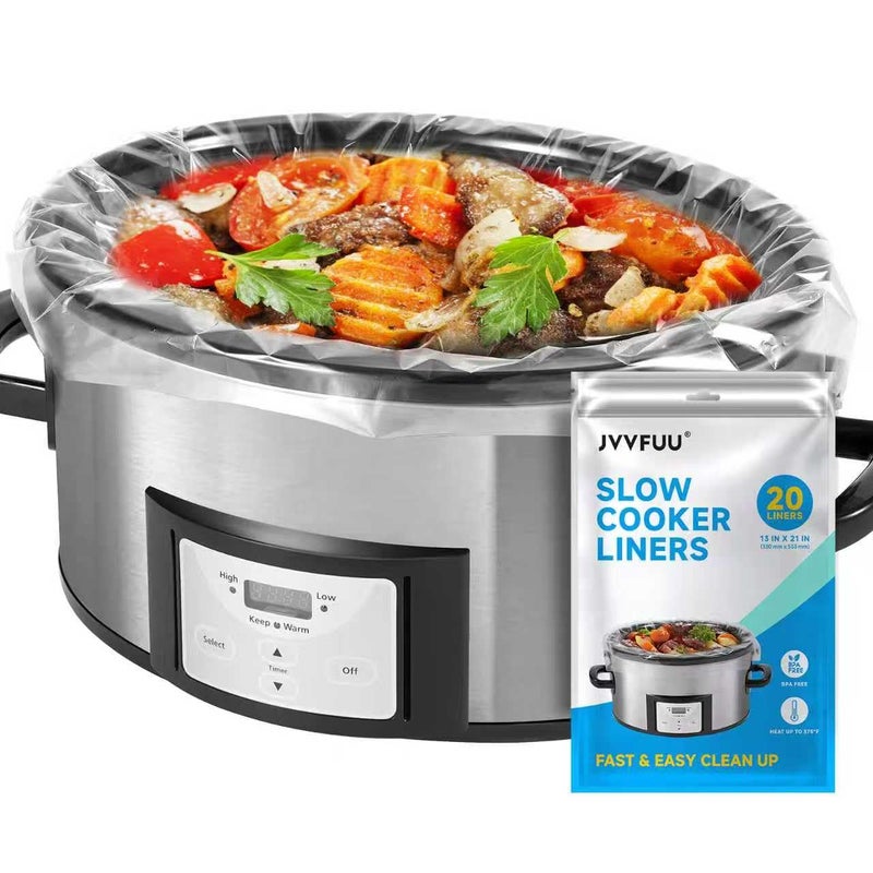 JVVFUU Slow Cooker Liners 3-8 Quart, Cooking Bags Large Size 13"x 21", Slow Cooker Bags Disposable Oval Large For Crock Pot (20) - Image 1