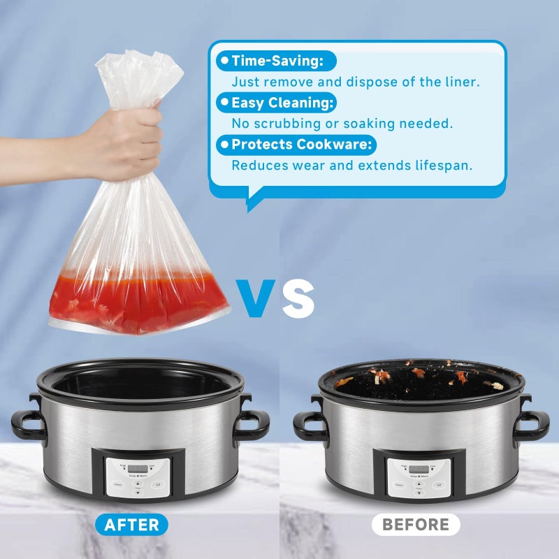 JVVFUU Slow Cooker Liners 3-8 Quart, Cooking Bags Large Size 13"x 21", Slow Cooker Bags Disposable Oval Large For Crock Pot (20) - Image 5
