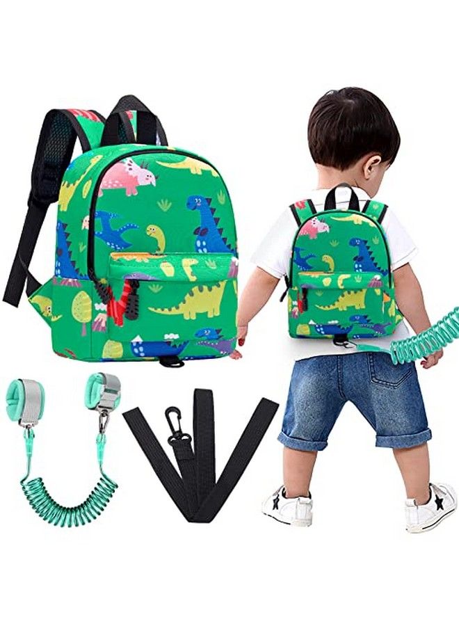 accmor Toddler Harness Backpack Leash Baby Dinosaur Backpacks With Anti Lost Wrist Link Cute Mini Child Backpack Wristband Tether Strap And Protection Leashes For Baby Boys (Green)  - Image 1