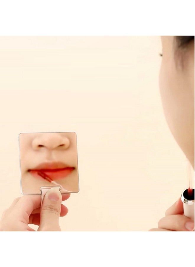 we3 Travel Pocket Mirror Mini Handheld Stainless Steel Unbreakable Mirrors With Pu Leather Case For Women Men Makeup Gift (Pink) - Image 4