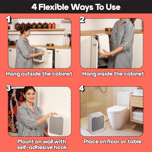 InstaCuppa 7L Smart Sensor Cabinet Door Trash Bin – Automatic Touchless Battery-Operated Dustbin, Ideal for Kitchen, Bathroom, Kids Room, Includes Cabinet Hanger & Self-Adhesive Hook - Image 4