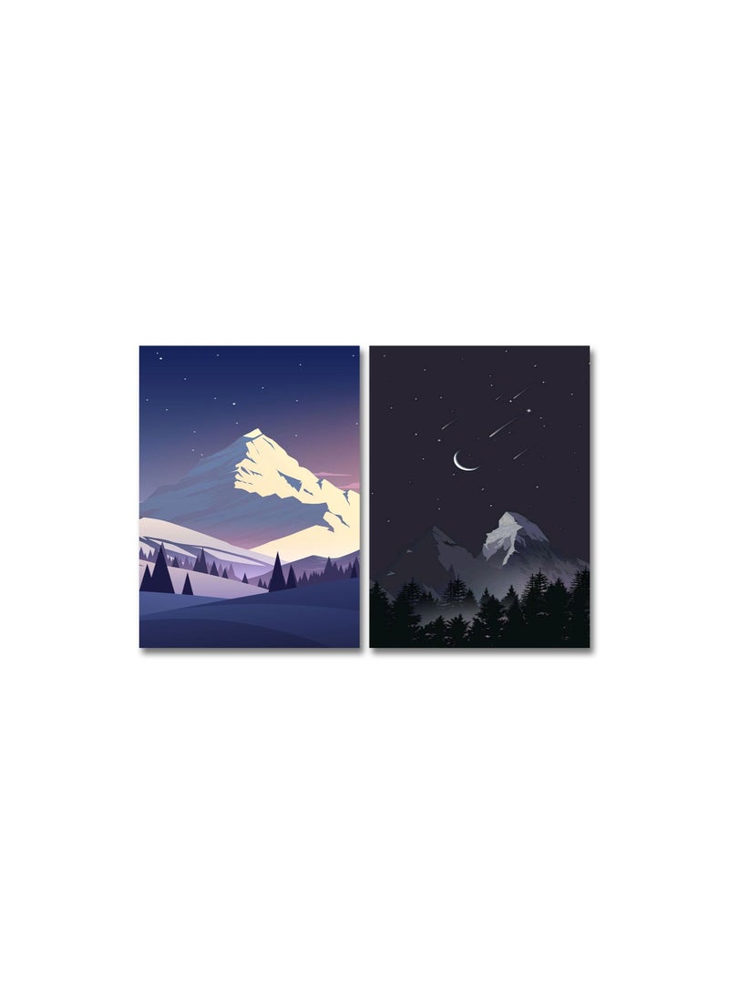 ماركتنا لوحة جدارية فنية لتزين الحائط  بتصميم جبل, قطعتين ,القياس:80x60سم - Image 2