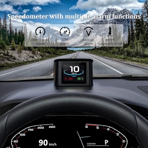 AZIJYV P10 obd2 Gauge Display Car Speedometer OBD2 Heads up Display for Cars with RPM, Water Temperature, Voltage, Fuel Consumption, Smart OBD2 Diagnostic Tool, Speed Alert - Image 2
