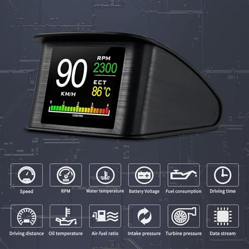 AZIJYV P10 obd2 Gauge Display Car Speedometer OBD2 Heads up Display for Cars with RPM, Water Temperature, Voltage, Fuel Consumption, Smart OBD2 Diagnostic Tool, Speed Alert - Image 4