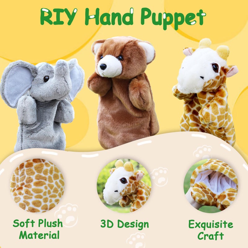 RIY Hand Puppets for Kids - Forest Friend Animals Educational Puppet, Set of 6(Bear, Elephant, Giraffe, Tiger, Monkey, Crocodile) - Image 3