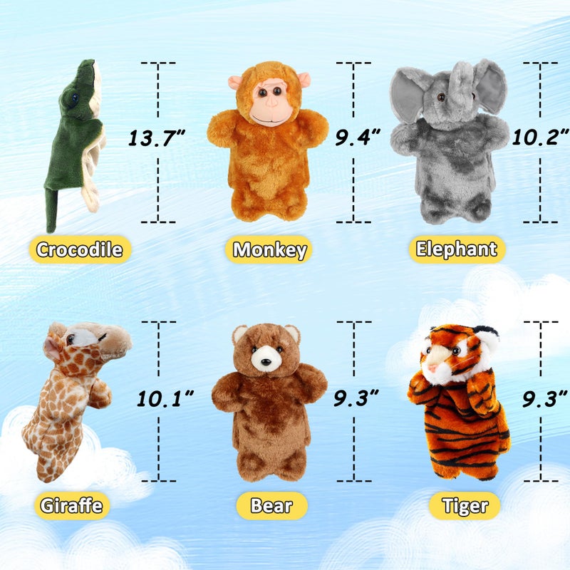 RIY Hand Puppets for Kids - Forest Friend Animals Educational Puppet, Set of 6(Bear, Elephant, Giraffe, Tiger, Monkey, Crocodile) - Image 4