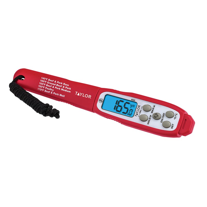 Taylor Digital Waterproof Thermometer with Bright Blue Backlight for Kitchen, Meat, Food, Grill, BBQ Cooking, Red, Standard,(806GW) - Image 5