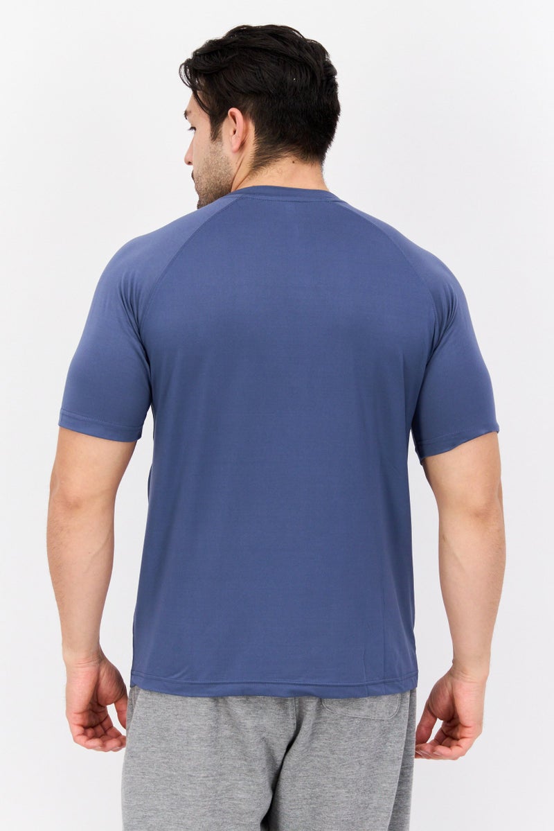Legend تي شيرت تدريب قصير الأكمام للرجال، أزرق رمادي - Image 3