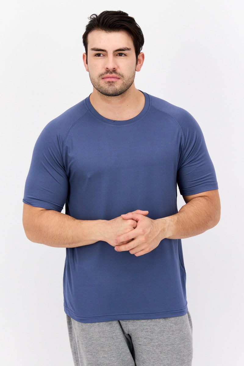 Legend تي شيرت تدريب قصير الأكمام للرجال، أزرق رمادي - Image 1