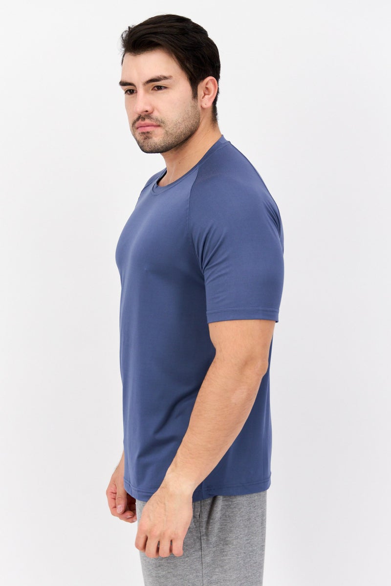 Legend تي شيرت تدريب قصير الأكمام للرجال، أزرق رمادي - Image 2