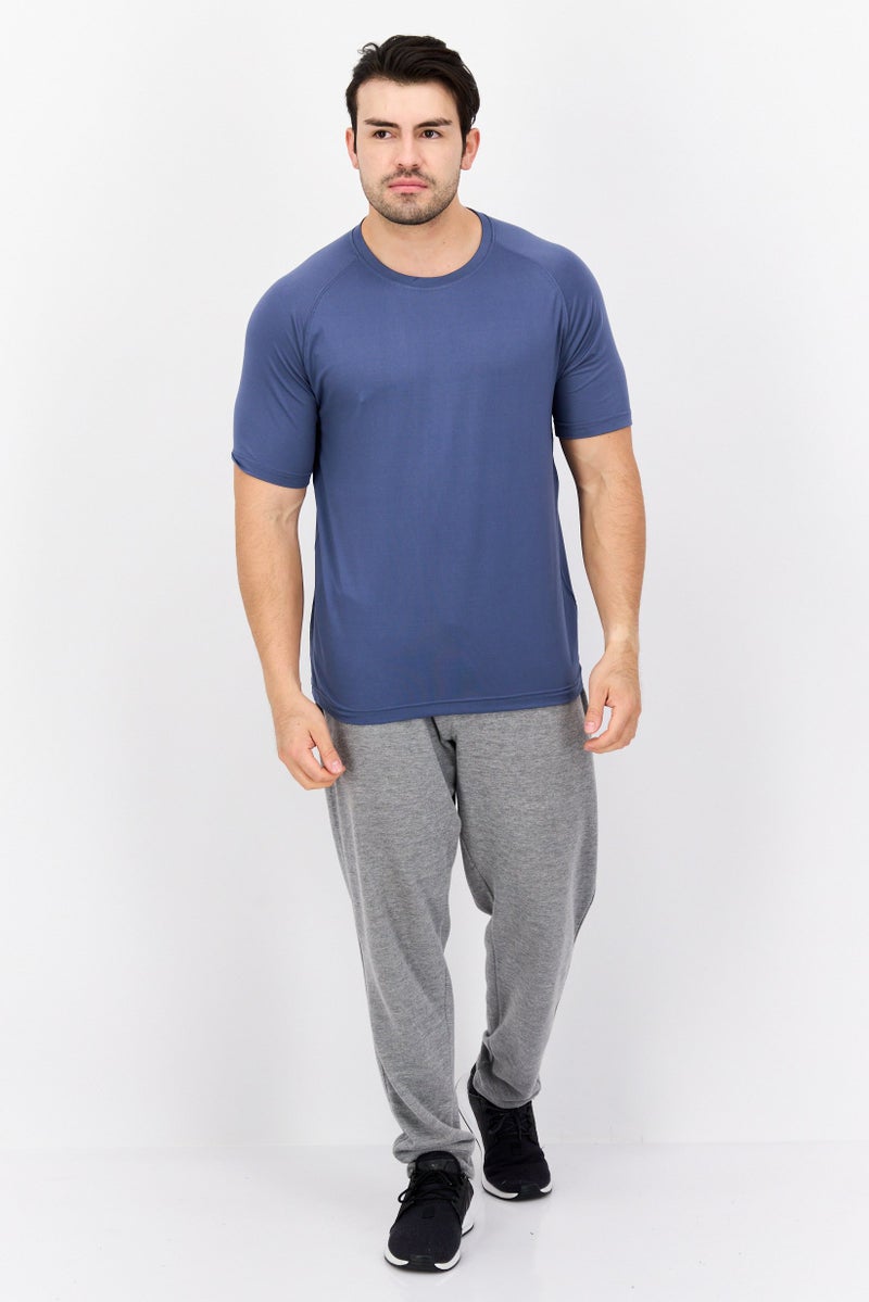 Legend تي شيرت تدريب قصير الأكمام للرجال، أزرق رمادي - Image 4