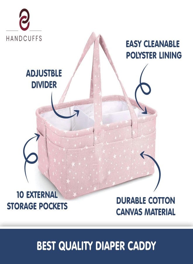Winnies Cute Diaper Caddy Bag for Smart Mothers Baby Diaper Caddy Organizers Baby Wipes Felt Storage, Nursery, Foldable and Portable (Pink) - Image 3