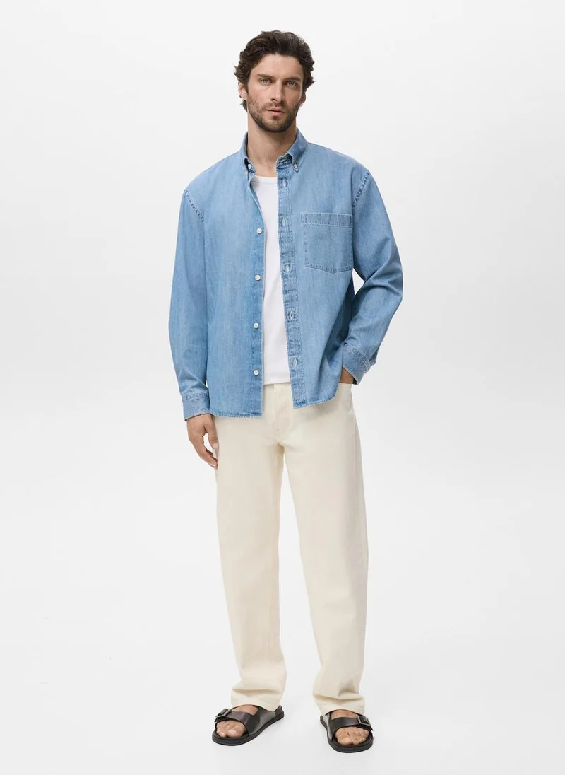 Mango Man Denim overshirt with pocket