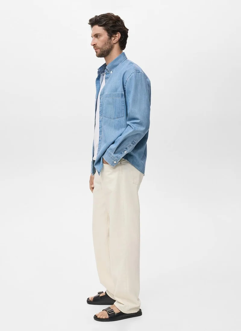 Mango Man Denim overshirt with pocket