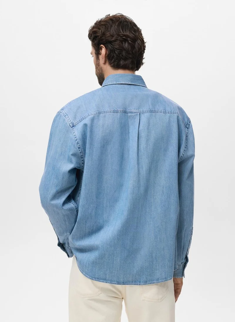 Mango Man Denim overshirt with pocket