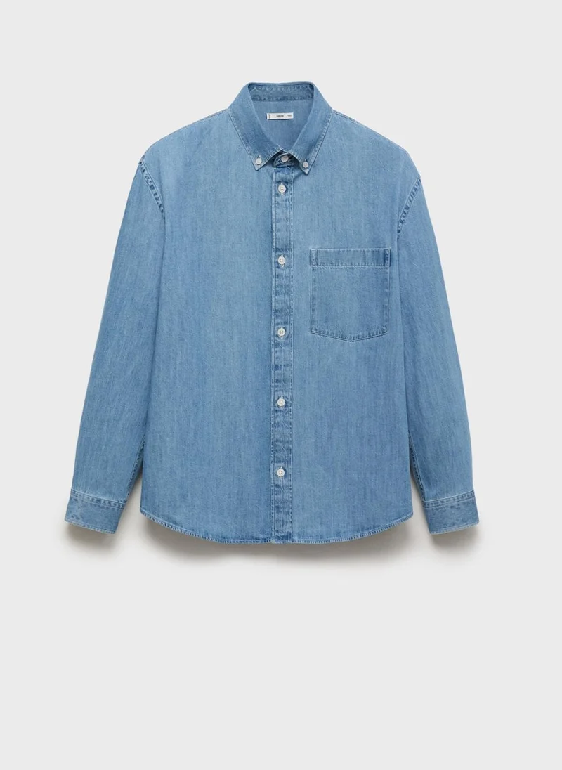 Mango Man Denim overshirt with pocket