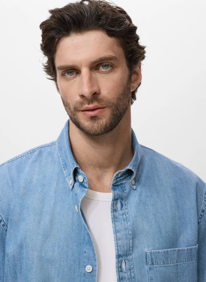 Mango Man Denim overshirt with pocket