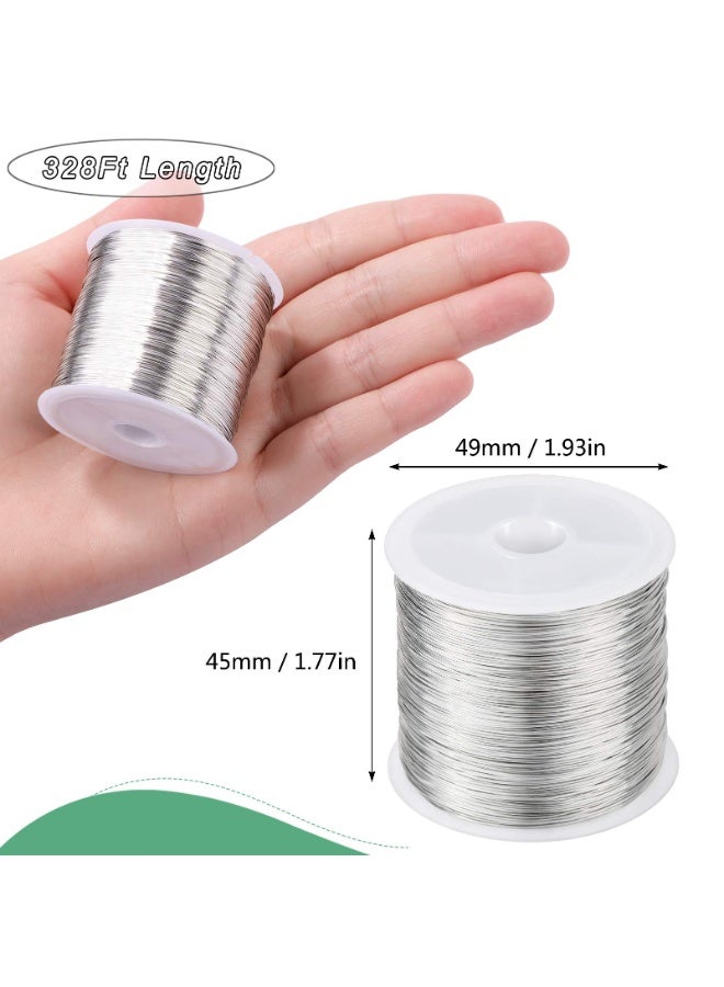 SUNSAR 0.3mm Jewelry Wire, 28 Gauge 328FT Craft Wire Copper Beading Wire for Jewelry Making/Planting/Weaving/DIY Crafting, Soft Metal Wires [100M, Silver] - Image 2