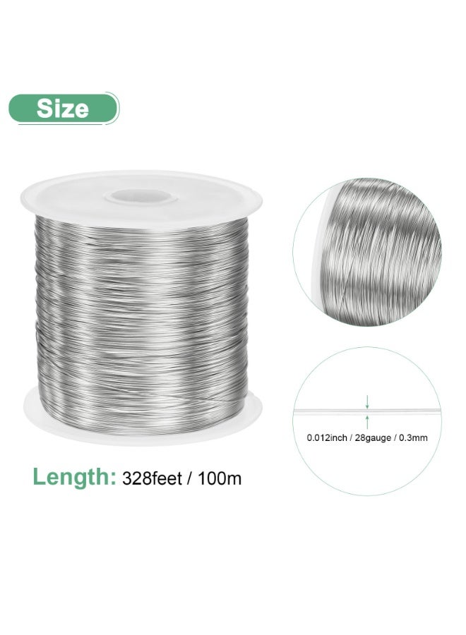 SUNSAR 0.3mm Jewelry Wire, 28 Gauge 328FT Craft Wire Copper Beading Wire for Jewelry Making/Planting/Weaving/DIY Crafting, Soft Metal Wires [100M, Silver] - Image 4