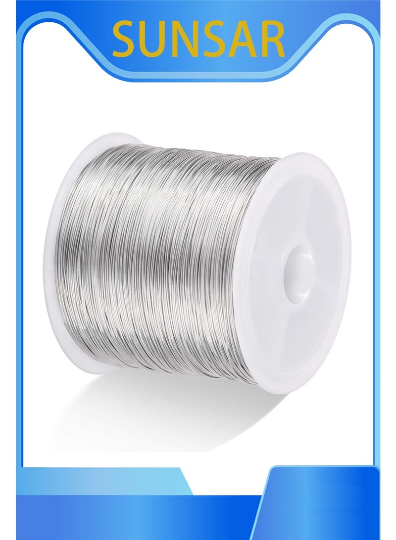 SUNSAR 0.3mm Jewelry Wire, 28 Gauge 328FT Craft Wire Copper Beading Wire for Jewelry Making/Planting/Weaving/DIY Crafting, Soft Metal Wires [100M, Silver] - Image 1