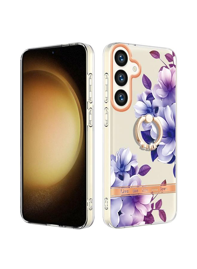 S-TOP Case For Samsung Galaxy S24 5G Flowers and Plants Series IMD TPU Phone Case with Ring Holder - Image 1