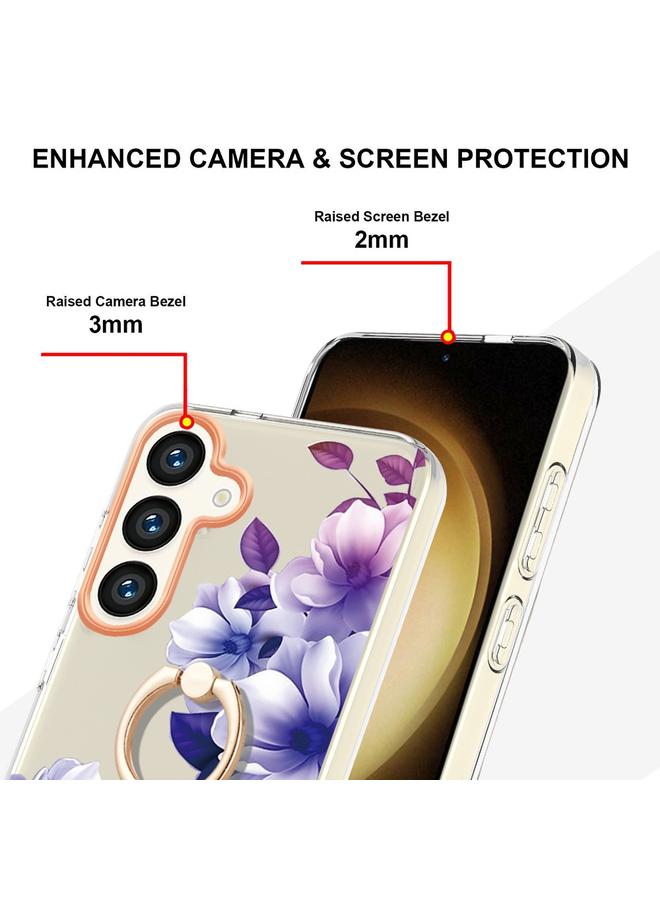 S-TOP Case For Samsung Galaxy S24 5G Flowers and Plants Series IMD TPU Phone Case with Ring Holder - Image 3