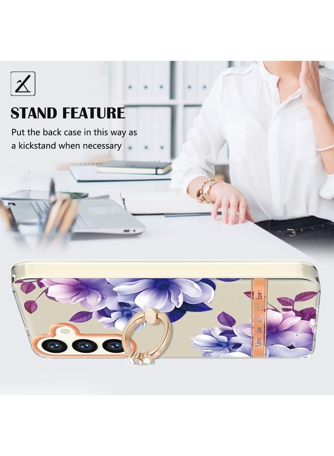 S-TOP Case For Samsung Galaxy S24 5G Flowers and Plants Series IMD TPU Phone Case with Ring Holder - Image 2