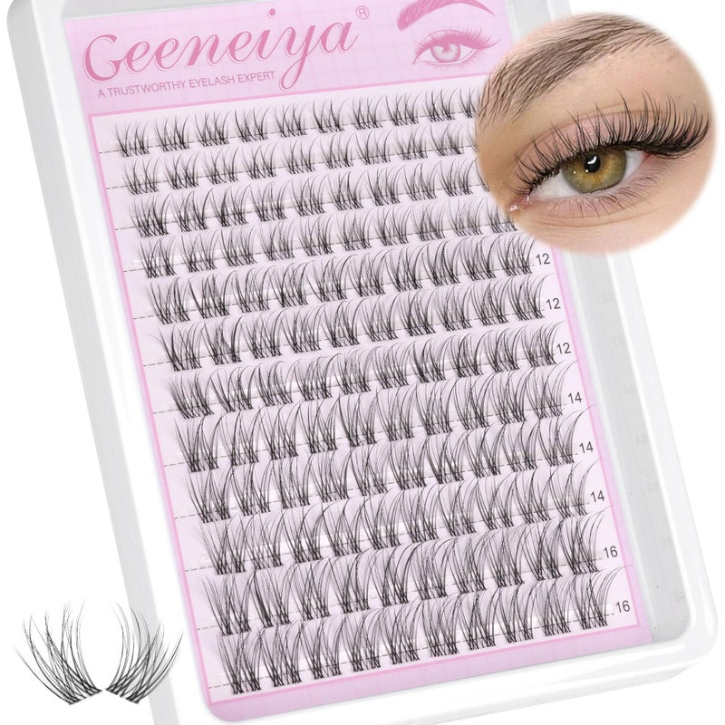 Geeneiya Clear Band Lash Clusters Natural Eyelash Clusters Wispy Cluster Eyelash Extensions 8-16MM Lash Extension D Curl Individual Lashes Not Lashes Kit - Image 1