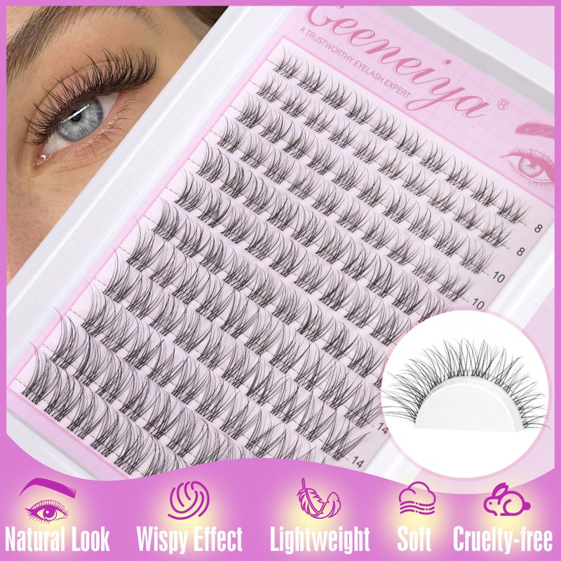 Geeneiya Clear Band Lash Clusters Natural Eyelash Clusters Wispy Cluster Eyelash Extensions 8-16MM Lash Extension D Curl Individual Lashes Not Lashes Kit - Image 4
