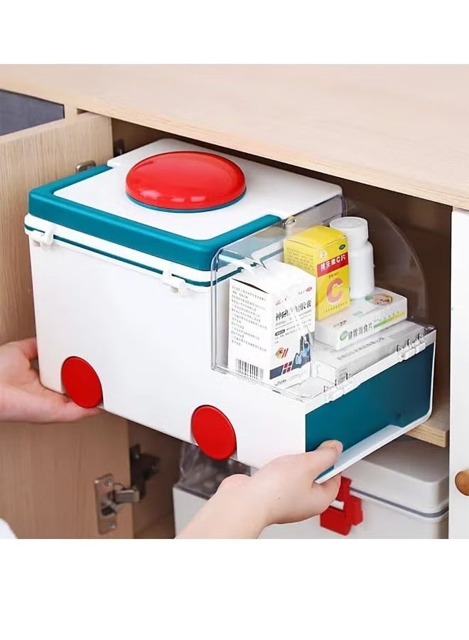 Generic Medicine Storage Box- Double Layer Large-Capacity Family Medicine Box Plastic Medicine Container Box Medical Box Lockable for Home School  - Image 5