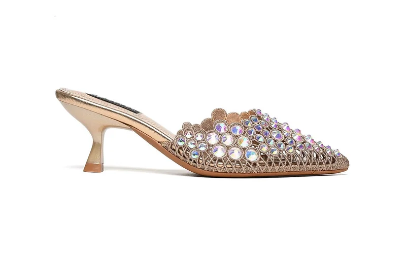 Cuple Embellished Mid-heeled mule