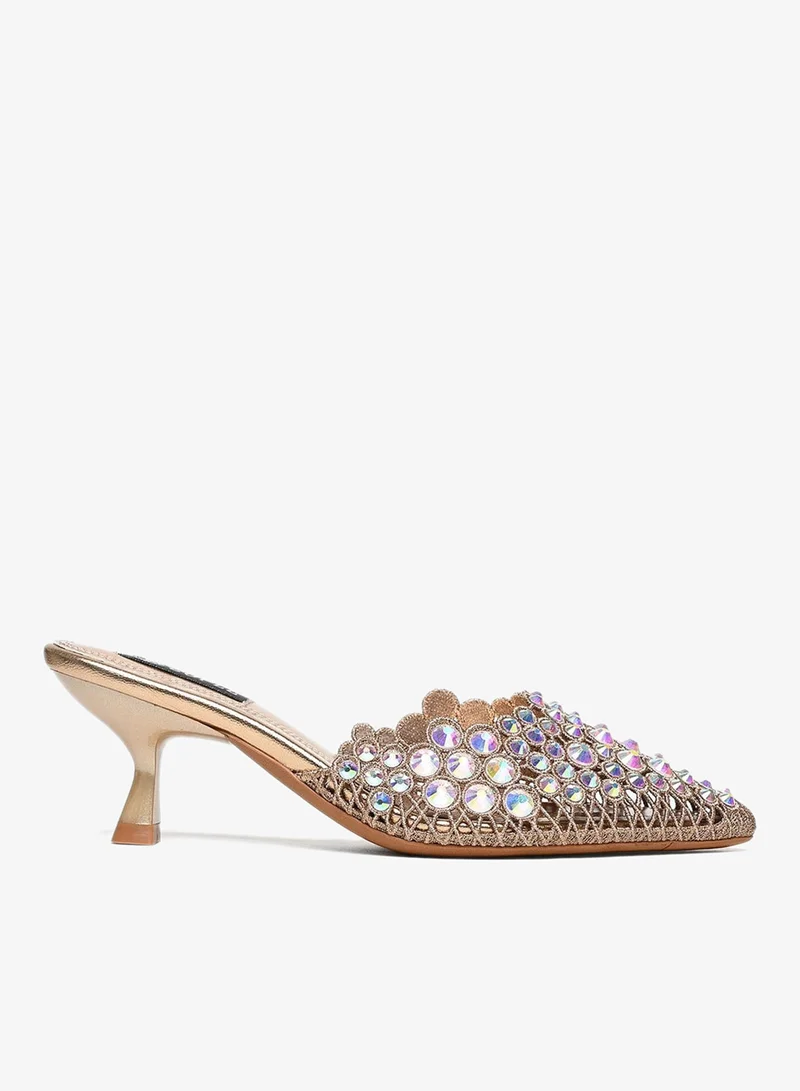 Cuple Embellished Mid-heeled mule