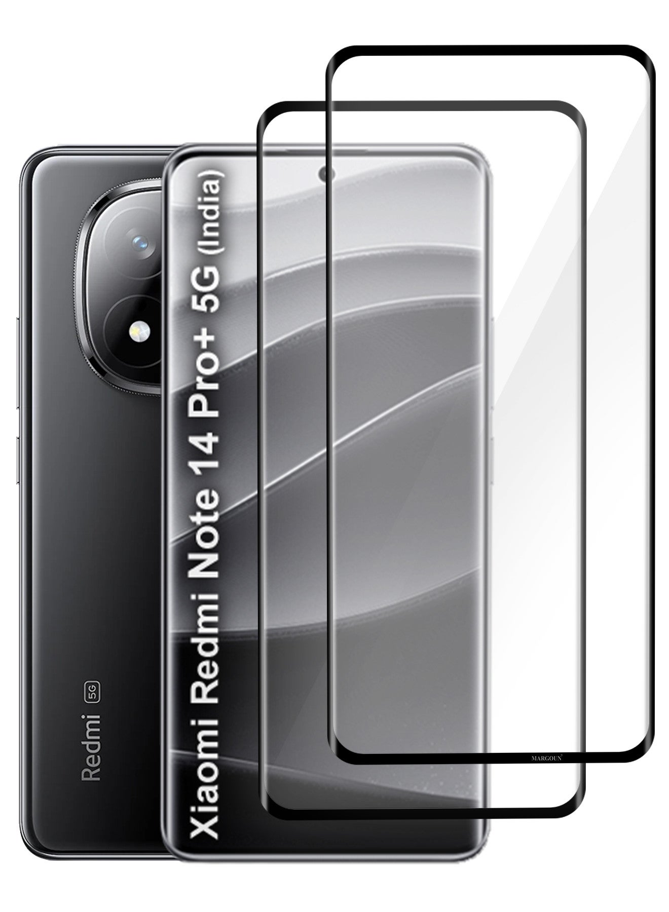 CATANES 2Packs 3D Curved Tempered Glass Screen Protector for Xiaomi Redmi Note 14 Pro+ 5G Edge-to-Edge HD Clarity, Anti-Scratch, Bubble-Free Installation
