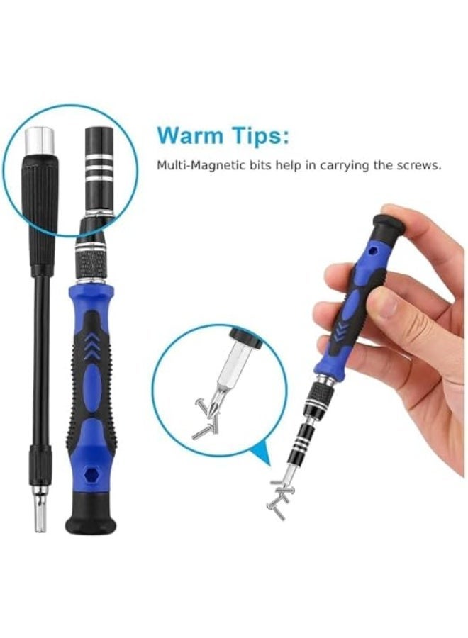 Cazadora CAZADORA 58-in-1 Magnetic Precision Driver Repair Tool Kit — Professional Blue Precision Screwdriver Set for Mobile Phones, Smartphones, Tablets, Laptops, PCs, Eyeglasses, Watches, Small Electronics, DIY Repairs & Electronics Technicians — Includes 58 Precision Bits (Phillips, Flat, Torx, Pentalobe, Tri-point, Hex, Triangle, Spanner), Magnetic Driver Handle, Extension Rod, Flexible Shaft, Precision Tweezers, Nylon Pry Tools, Suction Cup, SIM Ejector & Compact Organized Case — Durable Nickel-Plated Bits, Portable Travel Case, Anti-Slip Handle, Ideal for Home, Workshop, Office, Repair Shops, Gift for Technicians and Hobbyists in KSA - Image 2